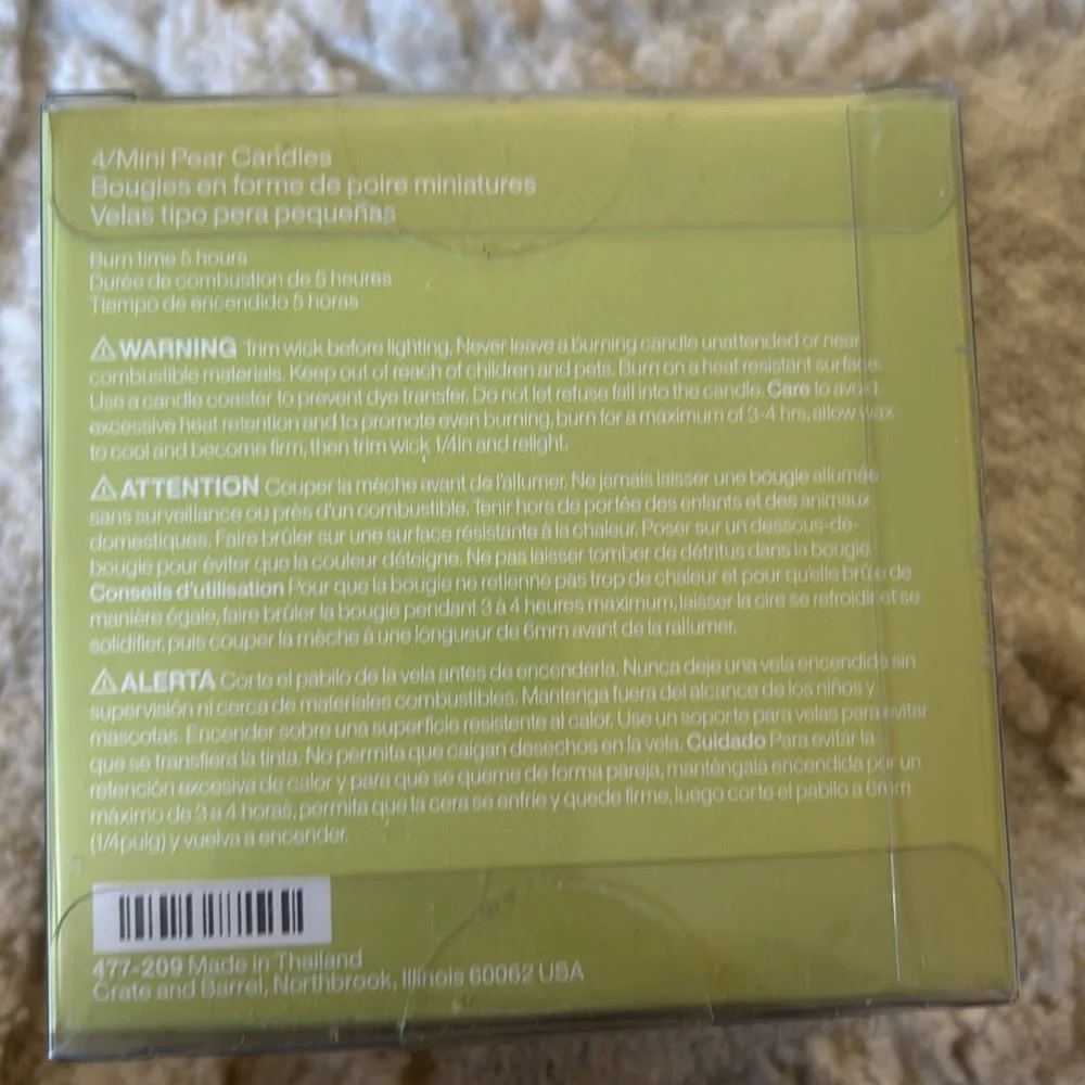 NEW Crate and Barrel 4 mini pear candles